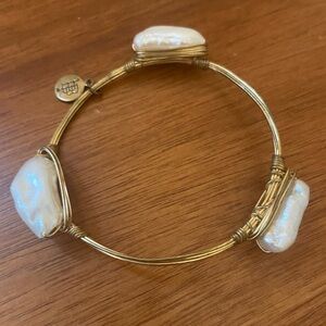 3/ $12 Bourbon and Bowties Gold and Pearl Wire Wrapped Bracelet